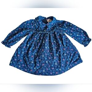 Vintage Gymboree Blue Fine Cord Floral Dress 1.5-2y